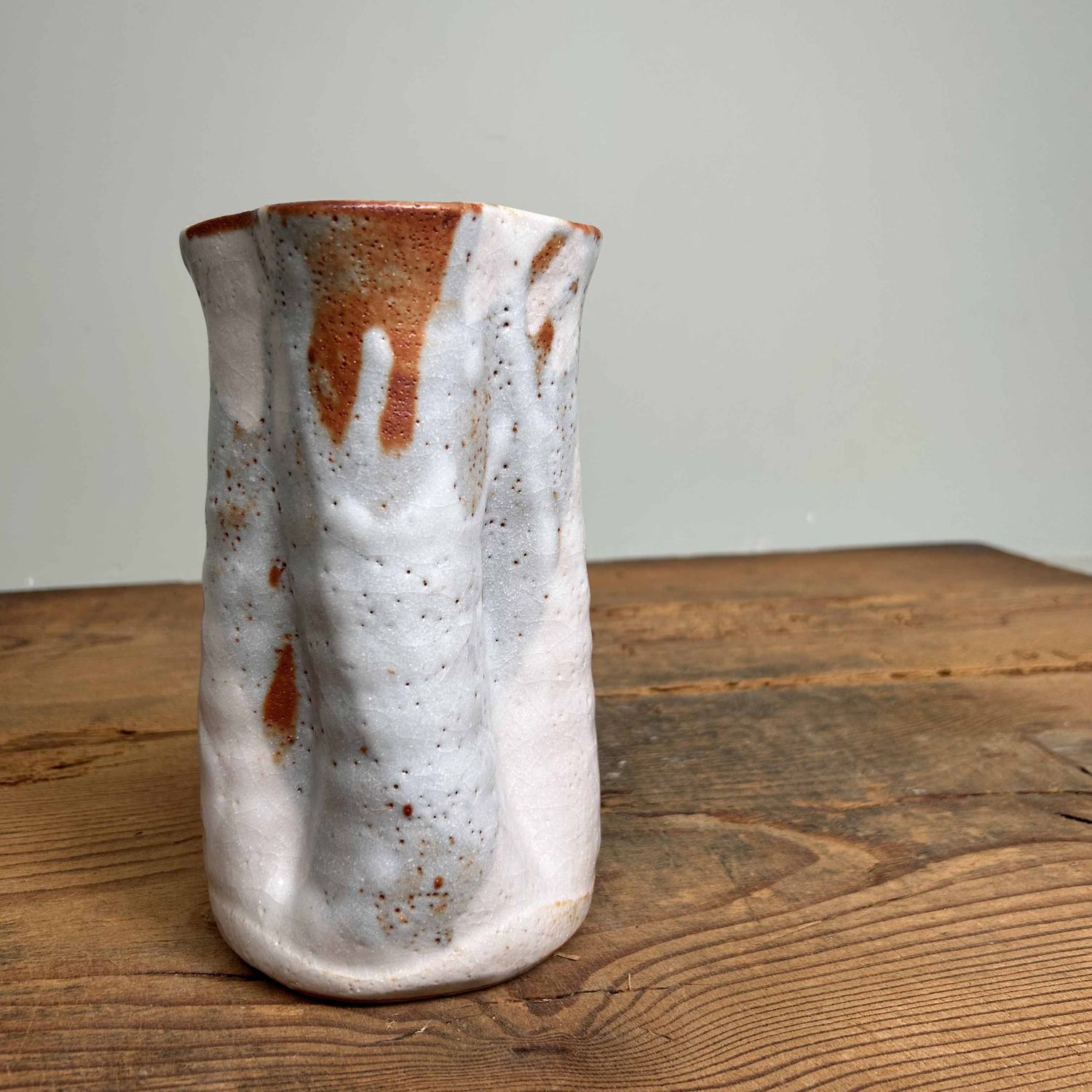 Organic Shino Ceramic Ikebana Flower Vase, Japan