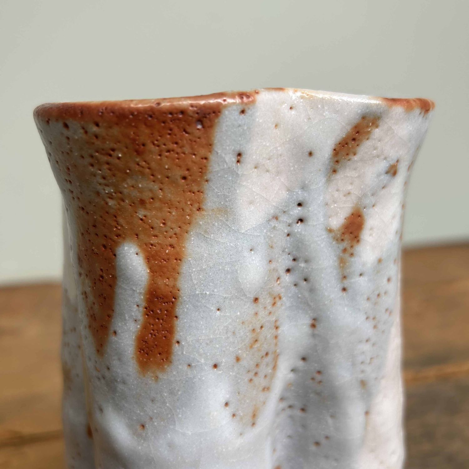 Organic Shino Ceramic Ikebana Flower Vase, Japan