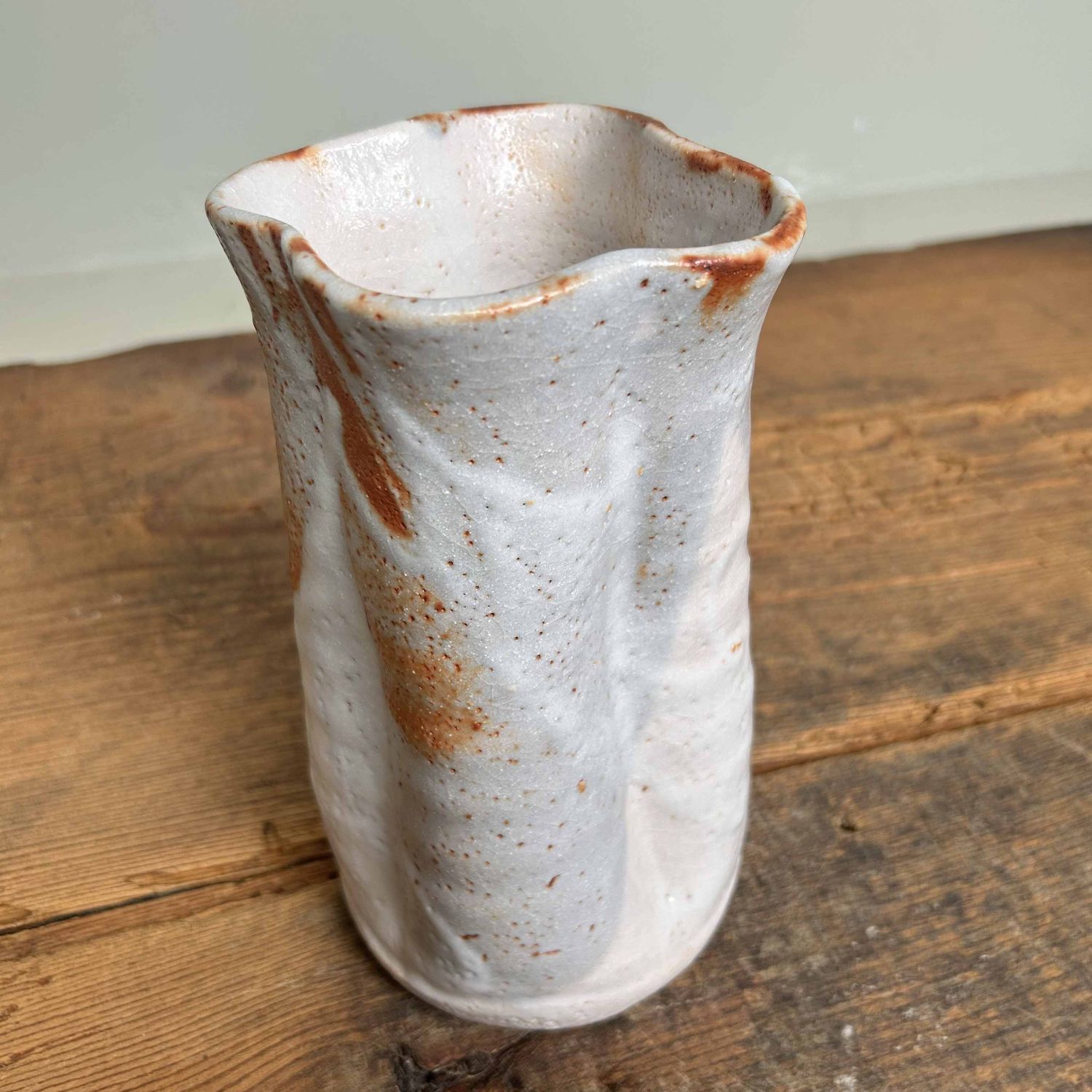 Organic Shino Ceramic Ikebana Flower Vase, Japan