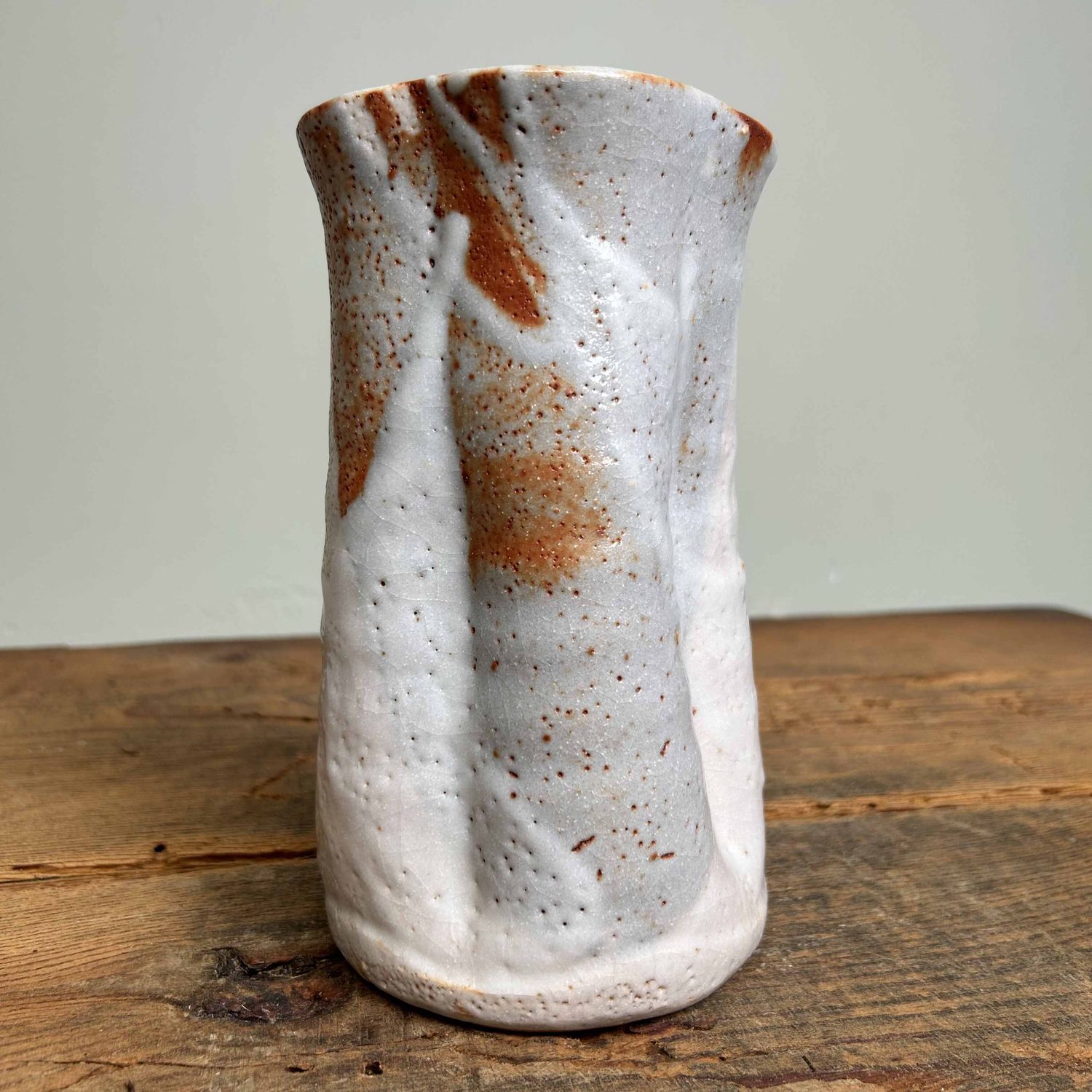 Organic Shino Ceramic Ikebana Flower Vase, Japan