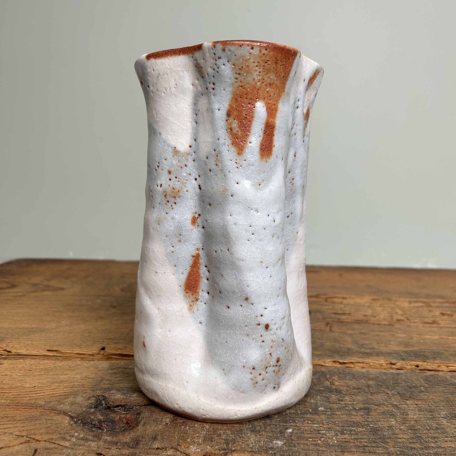 Organic Shino Ceramic Ikebana Flower Vase, Japan