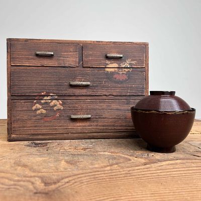 Antique Japanese Haribako, Sewing Cabinet, 1920s.