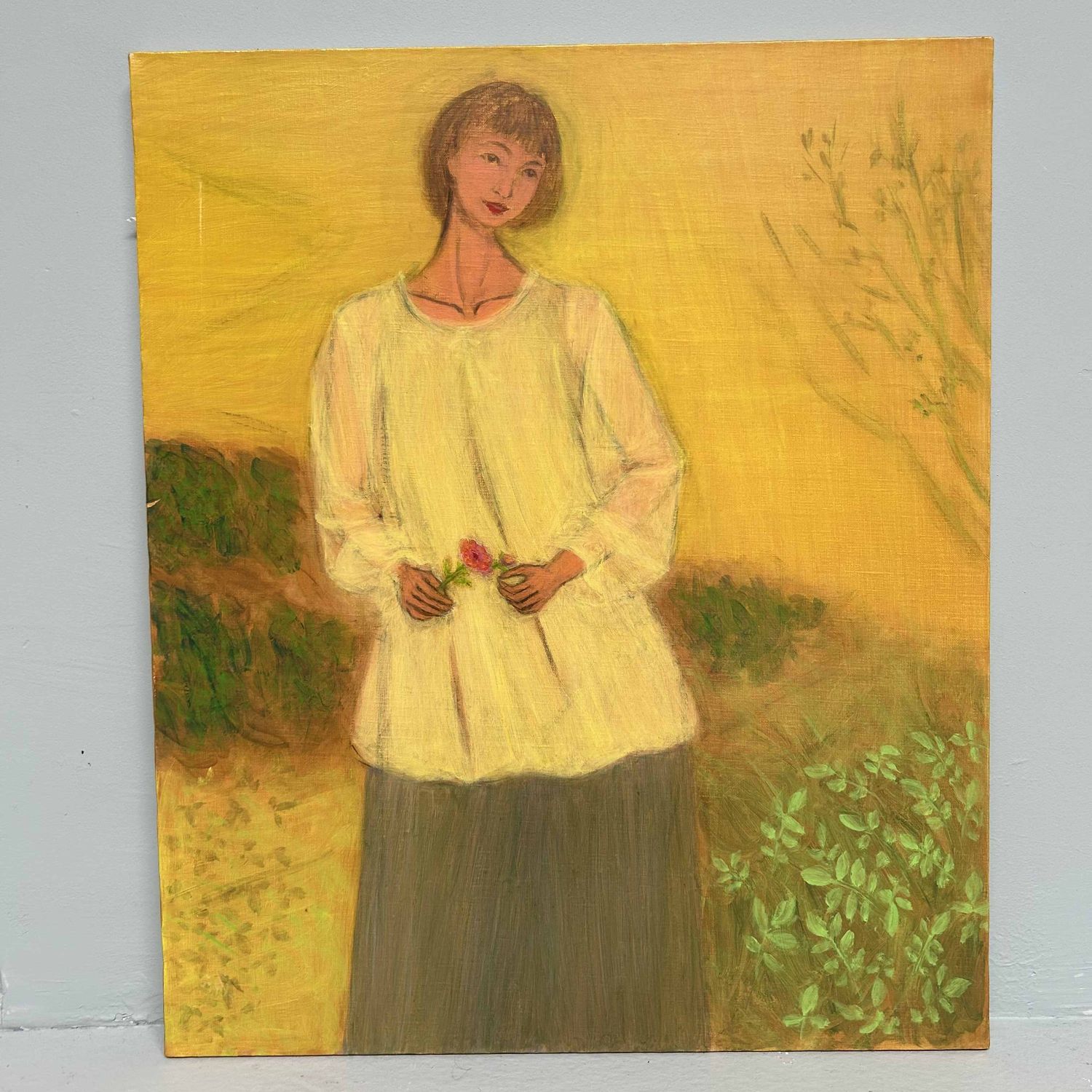 "Wildflowers", Oil on Canvas by Makoto Igarashi, Shōwa Period, Japan.