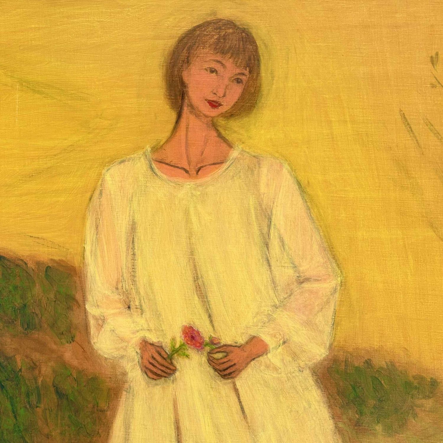 "Wildflowers", Oil on Canvas by Makoto Igarashi, Shōwa Period, Japan.