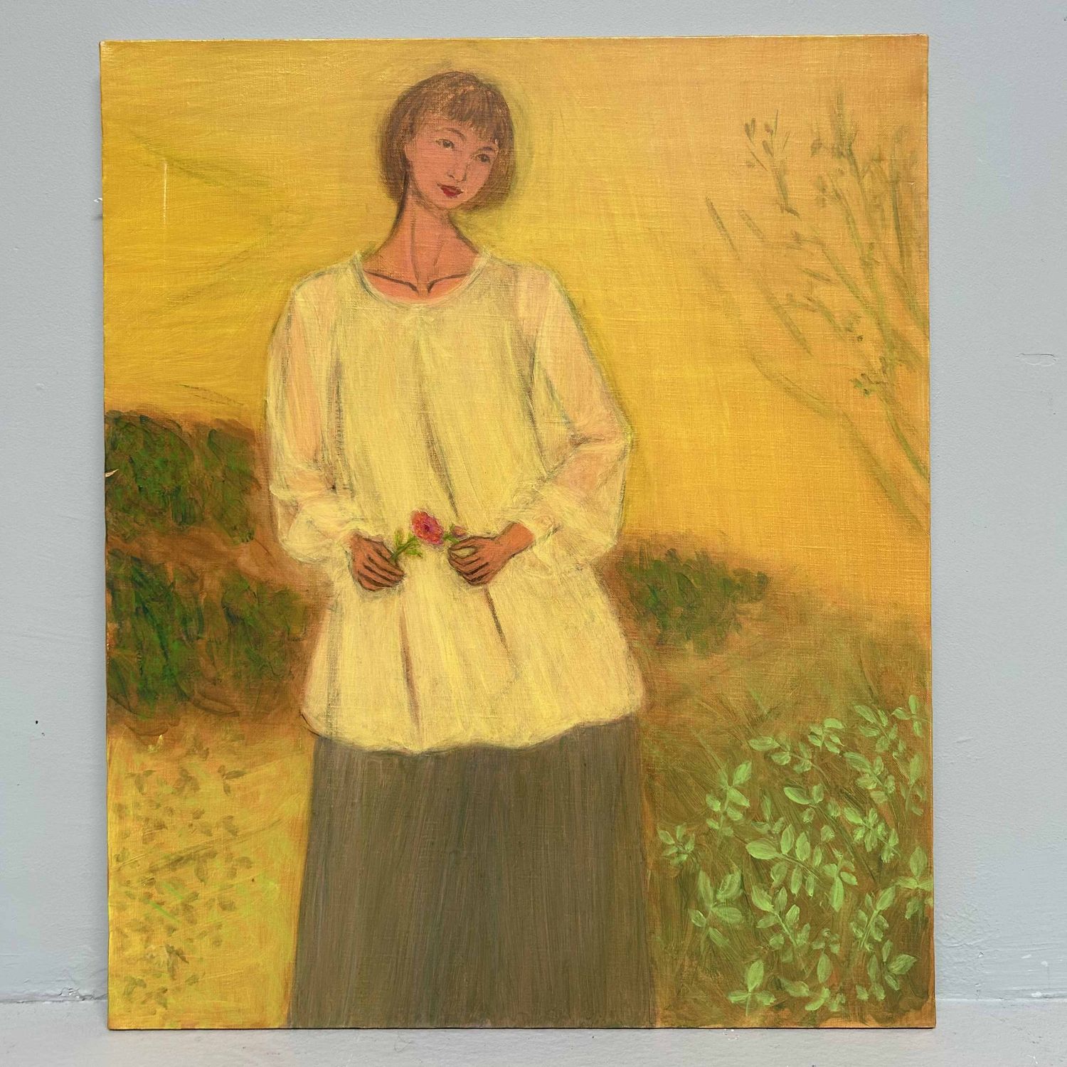 'Wilde Bloemen', Olieverf op Canvas door Makoto Igarashi, Shōwa periode, Japan.
