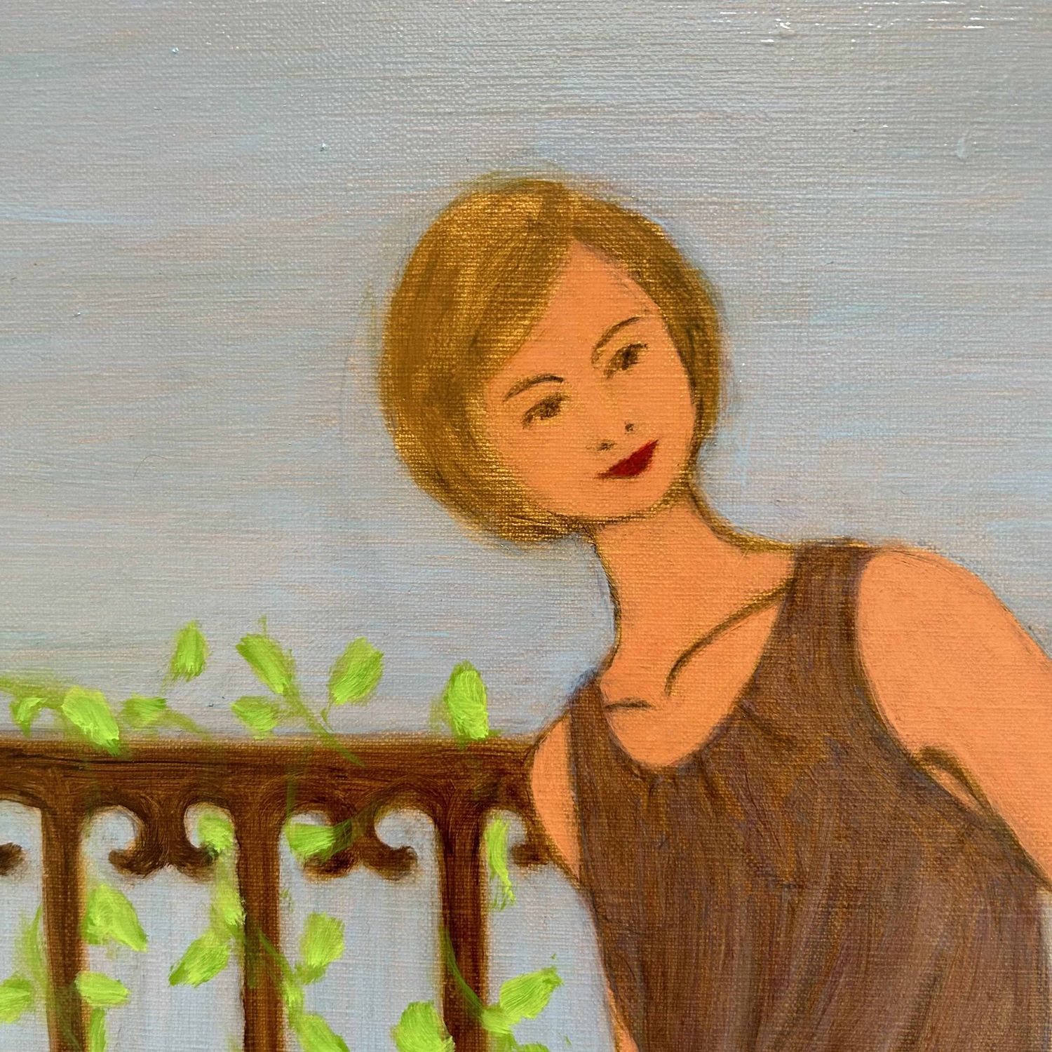 'Op het Terras', Olieverf op Canvas door Makoto Igarashi, Shōwa-periode, Japan. 'Op het Terras', Olieverf op Canvas door Makoto Igarashi, Shōwa-periode, Japan.