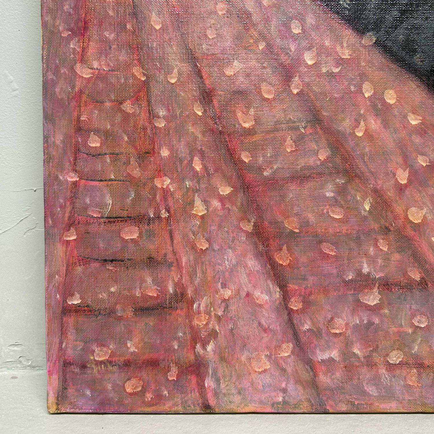 'Sakura in de Wind II', Olieverf op Canvas door Makoto Igarashi,  Shōwa-periode, Japan.