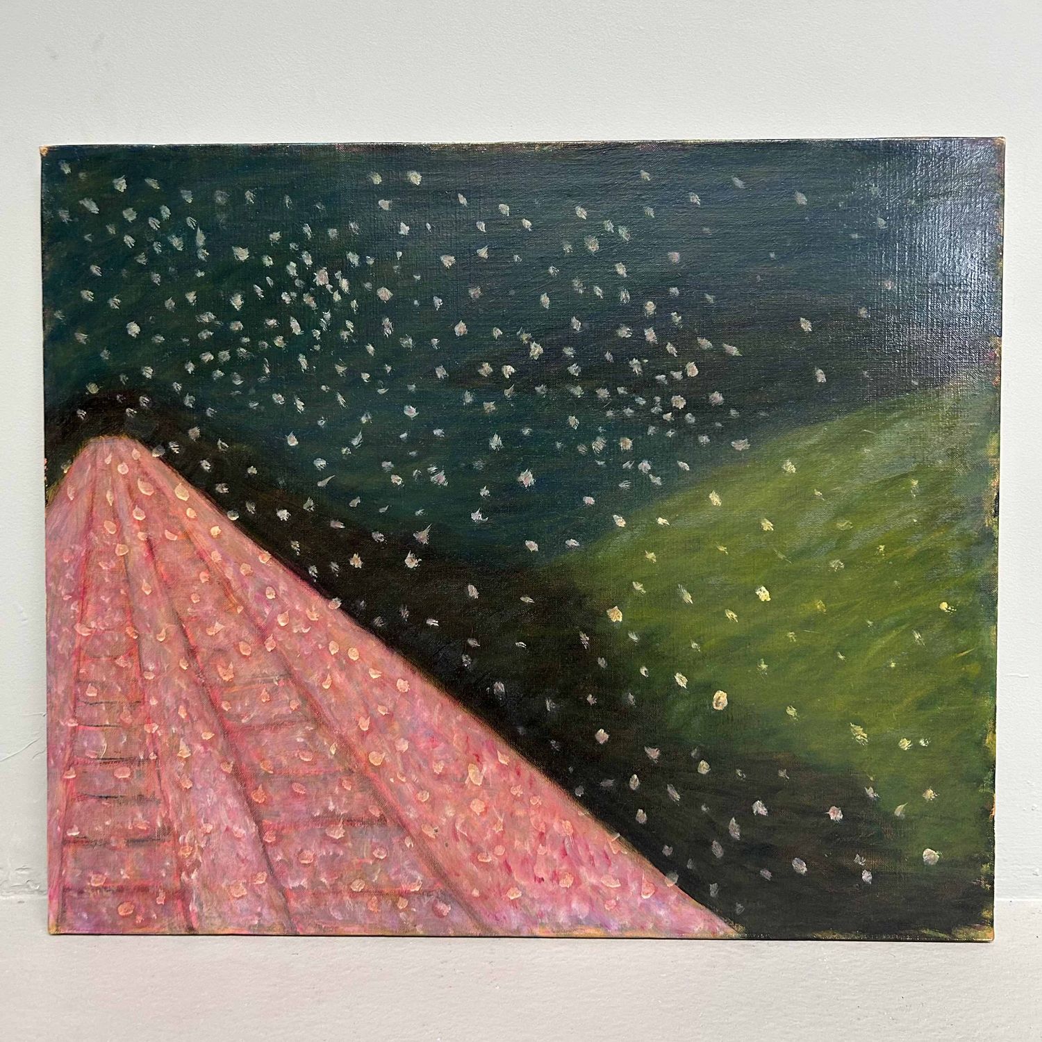 'Sakura in de Wind II', Olieverf op Canvas door Makoto Igarashi,  Shōwa-periode, Japan.