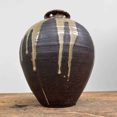 Decorative Shigaraki Ware Ikebana Vase, Taishō Period, Japan.