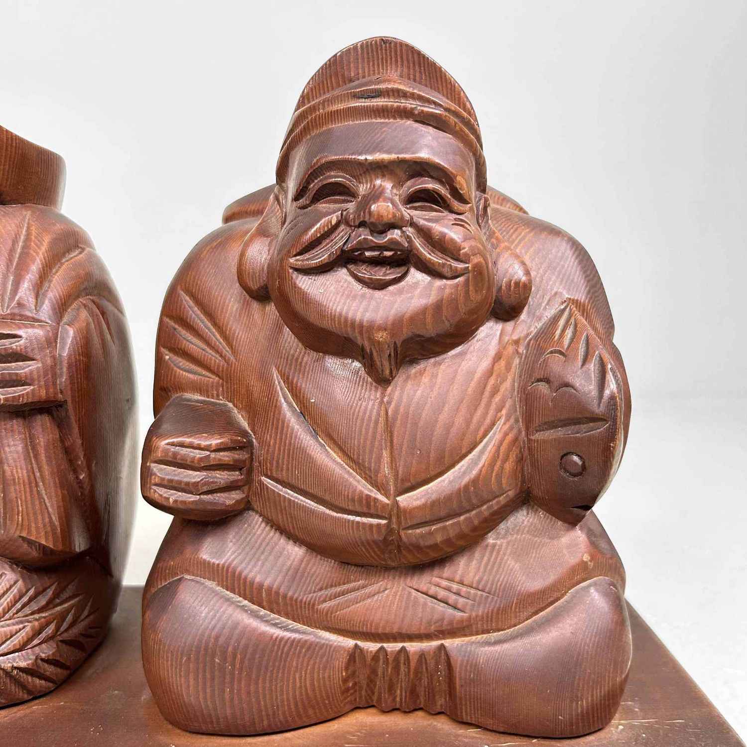 Houten Godenbeeld Ebisu en Daikoku, Shōwa-periode, Japan.
