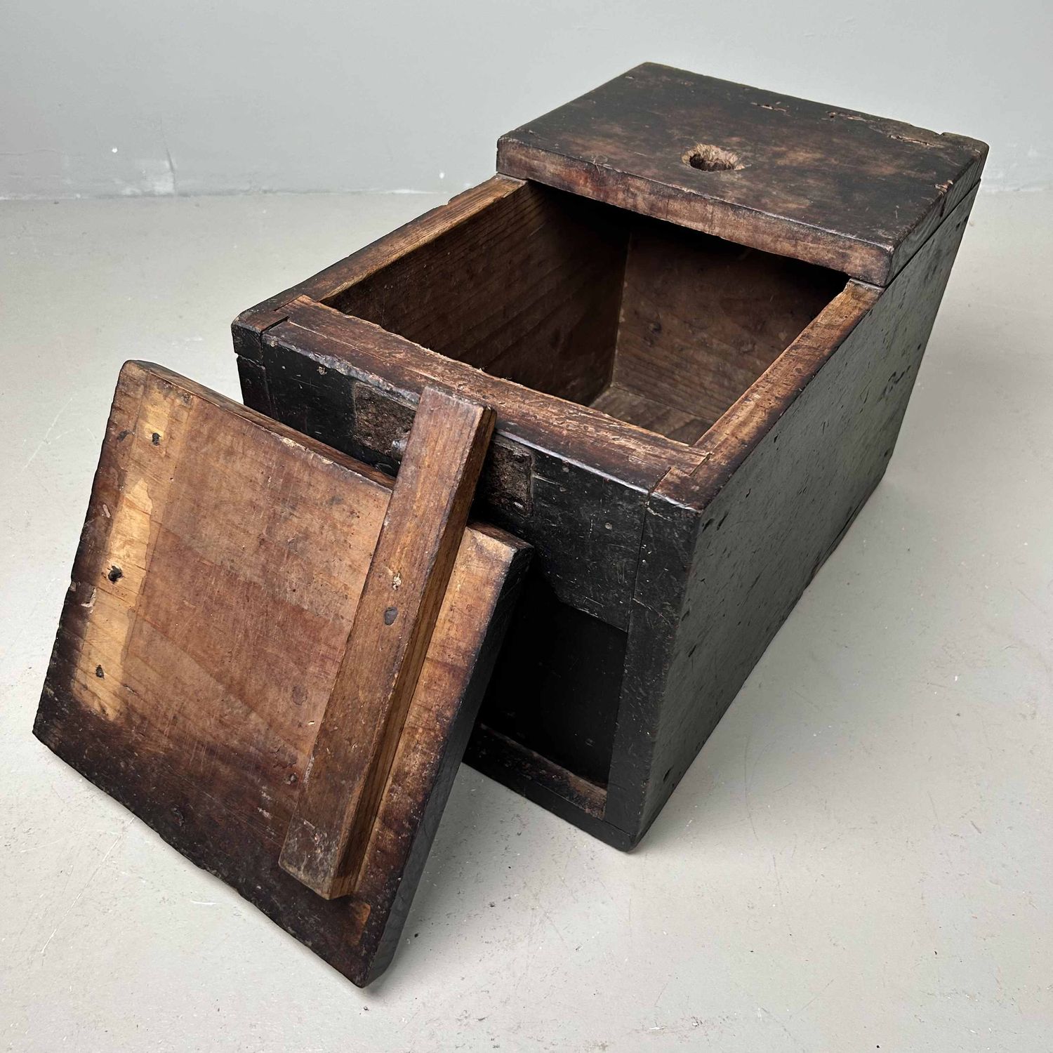 Antique Wooden Zenibako Temple Offering Box, Meiji Period, Japan.