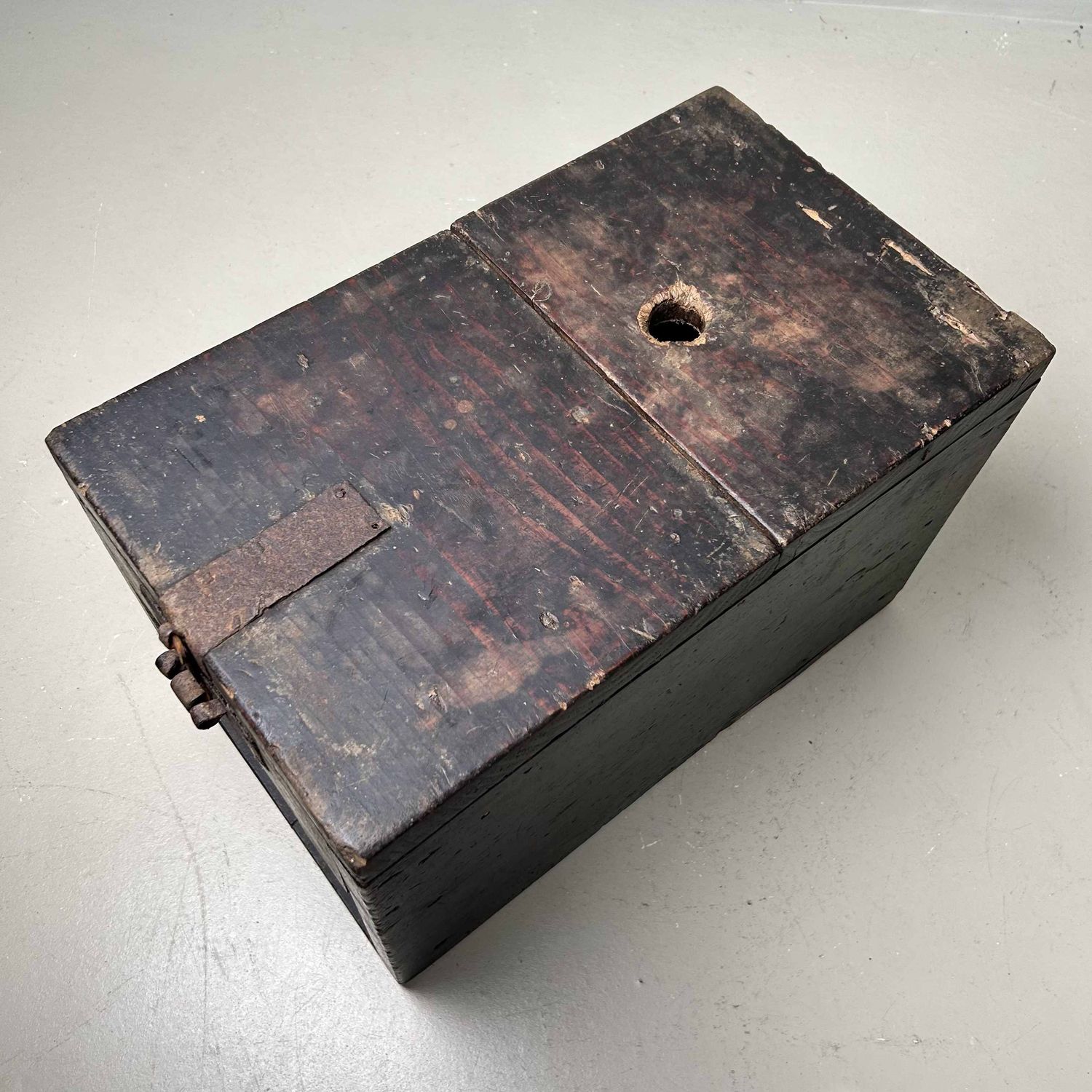 Antique Wooden Zenibako Temple Offering Box, Meiji Period, Japan.