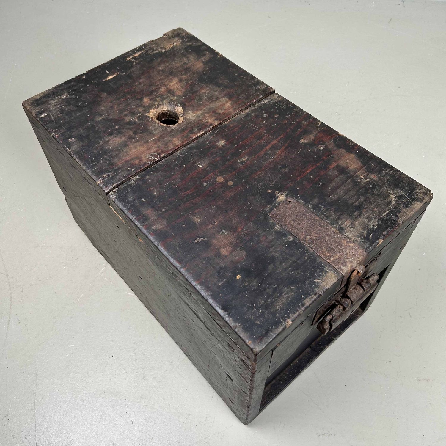 Antique Wooden Zenibako Temple Offering Box, Meiji Period, Japan.