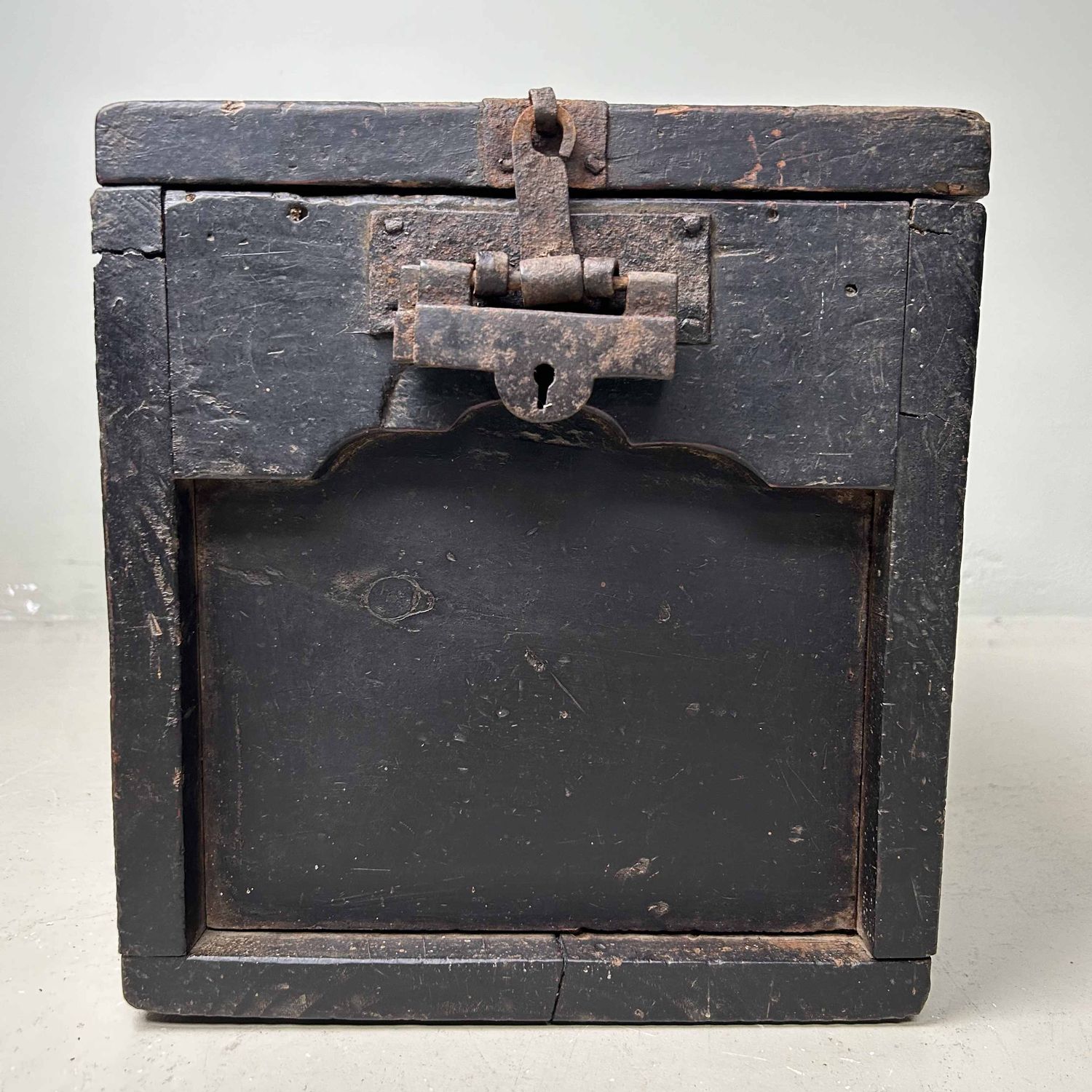 Antique Wooden Zenibako Temple Offering Box, Meiji Period, Japan.