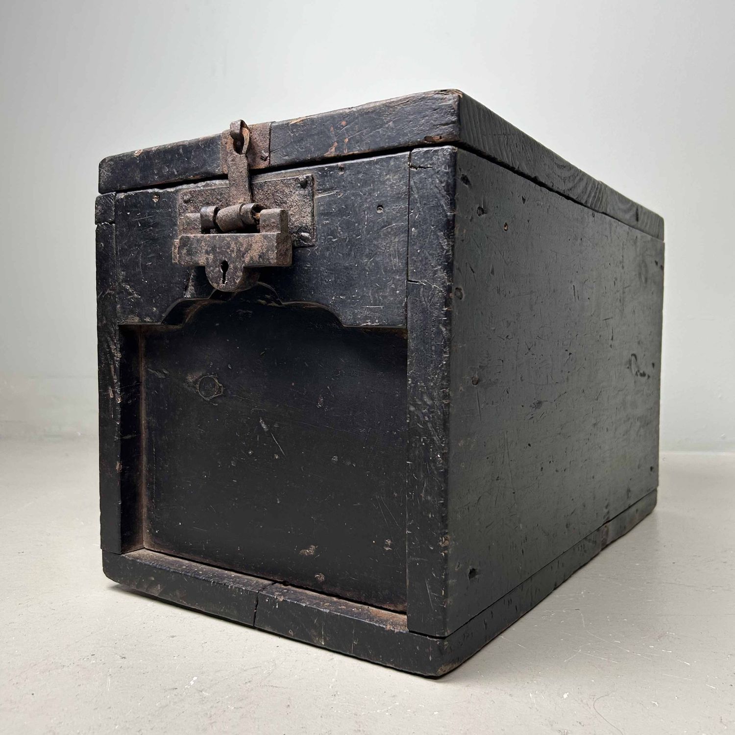 Antique Wooden Zenibako Temple Offering Box, Meiji Period, Japan.