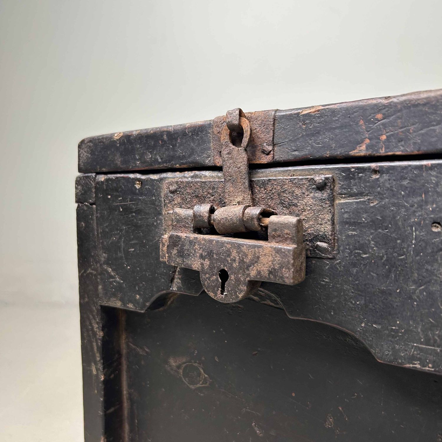 Antique Wooden Zenibako Temple Offering Box, Meiji Period, Japan.