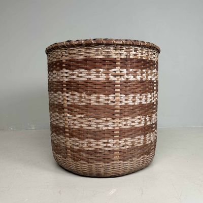 Large Japanese Okimono Kago (置物籠) Bamboo Basket, Taishō Era, Japan.