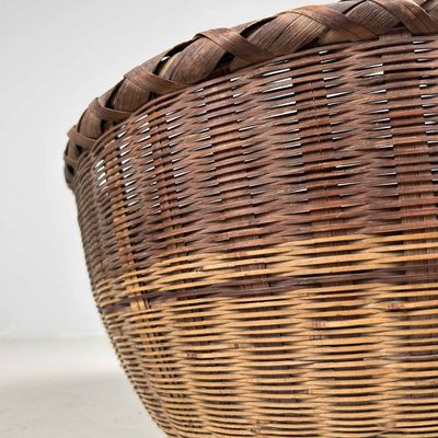 Japanese Hand Woven Bamboo Basket, Shōwa Era.