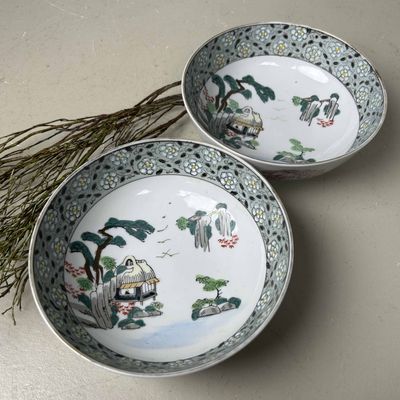 Set Porseleinen Borden, Taisho-periode, Japan.