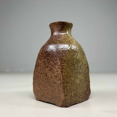 Ceramic Organic Ikebana Vase, Bizen Ware, Shōwa Era, Japan.