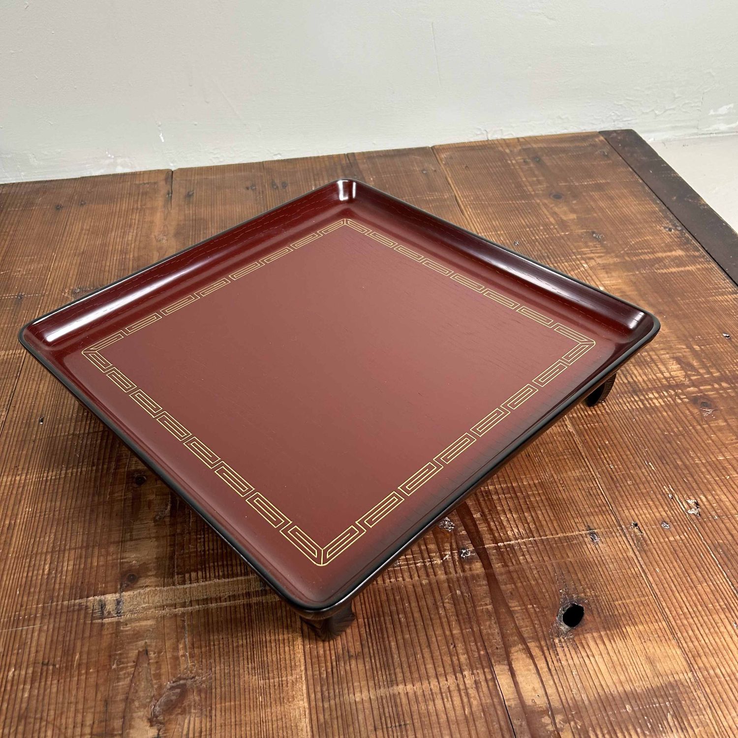 Wooden Urushi Lacquered Tea Table Serving Tray, Shōwa Era, Japan.