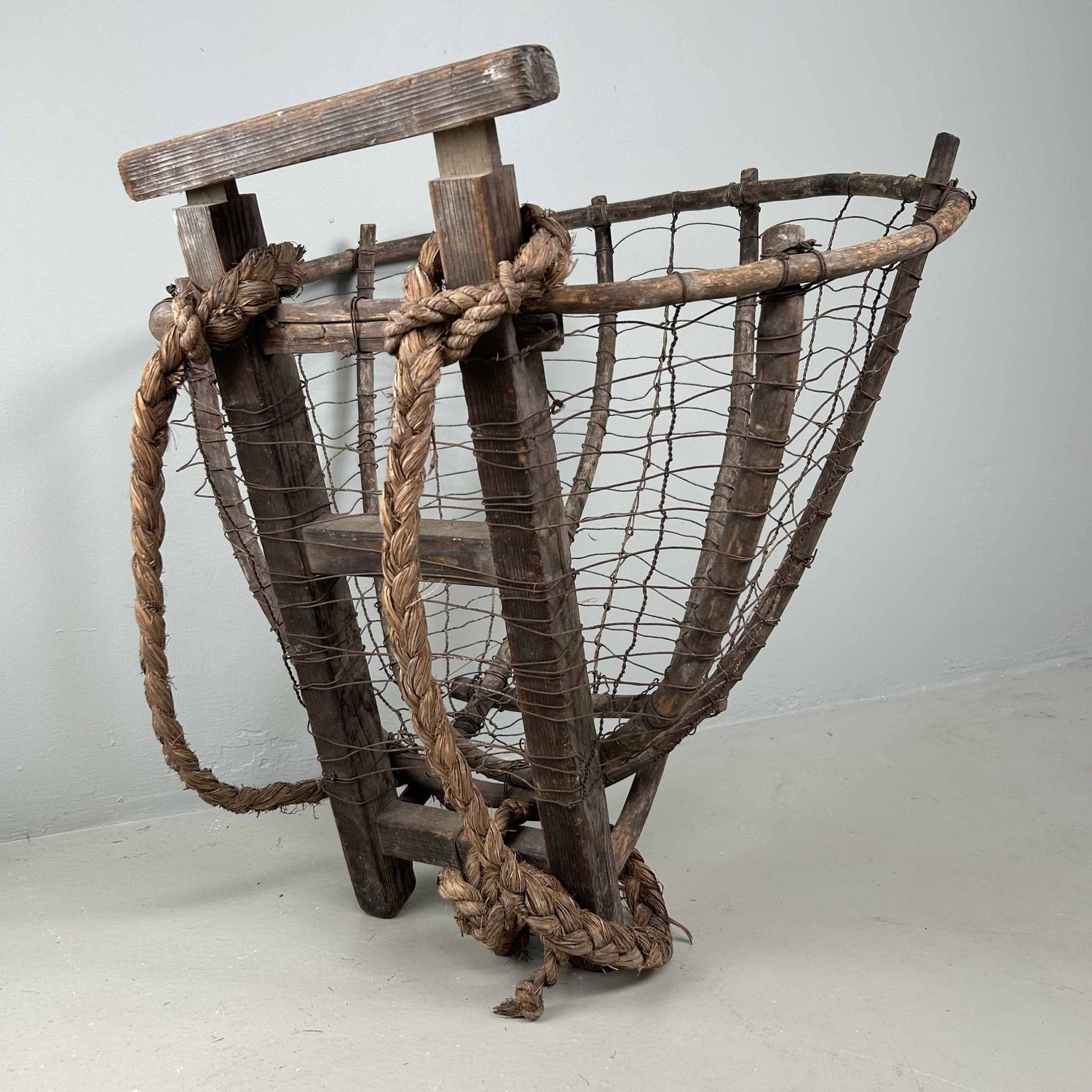 Antique Japanese Harvest Backpack Basket, Taishō period.
