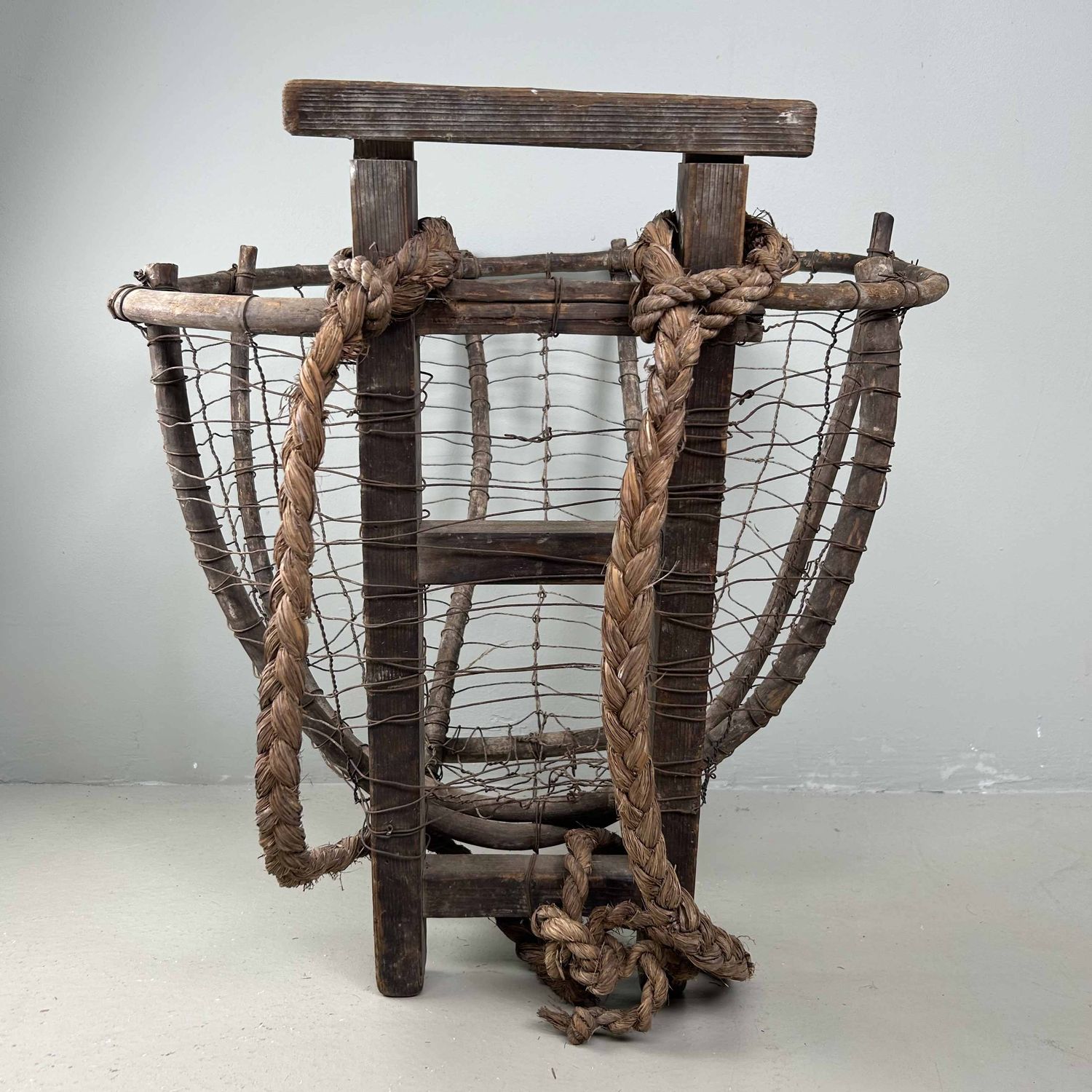 Antique Japanese Harvest Backpack Basket, Taishō period.