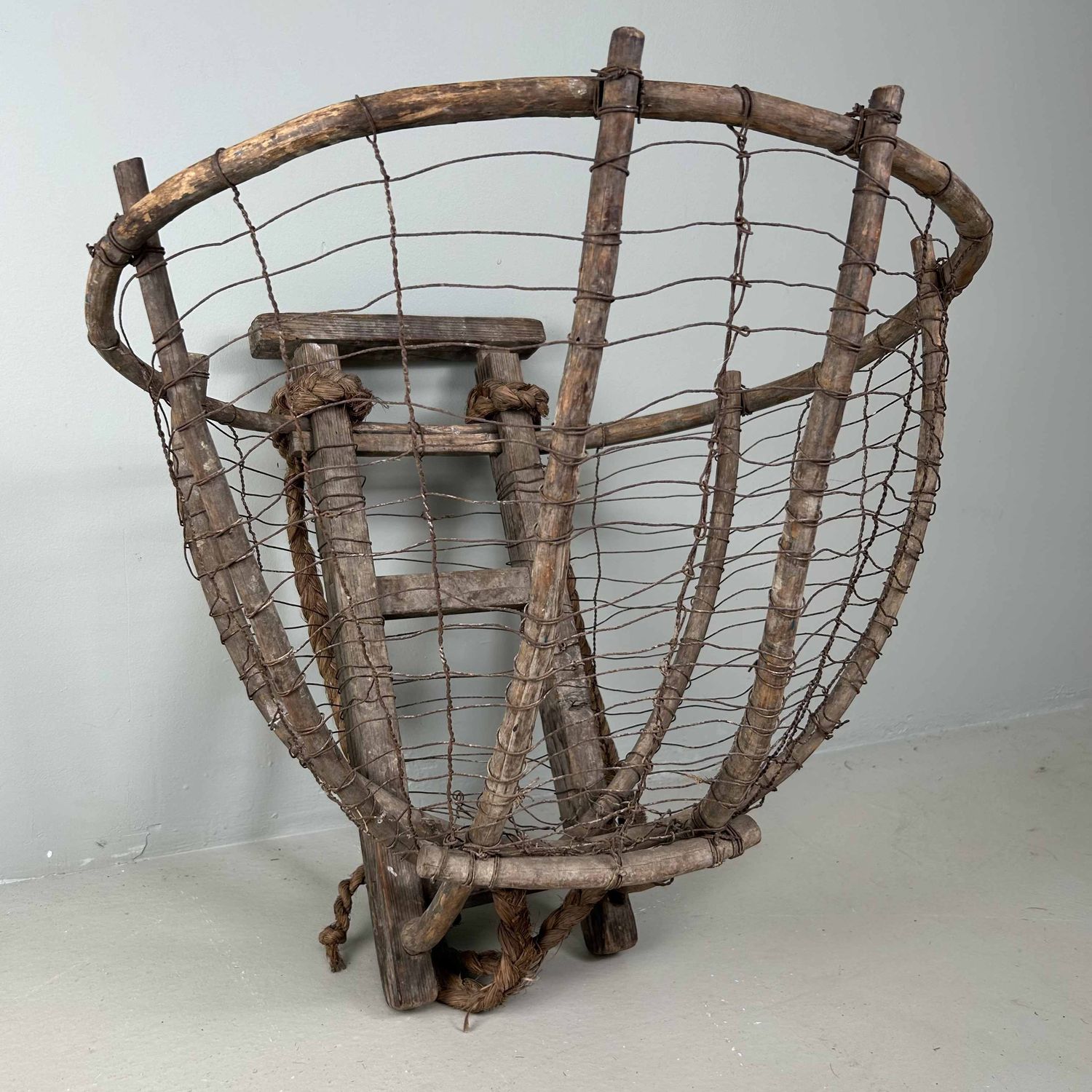 Antique Japanese Harvest Backpack Basket, Taishō period.