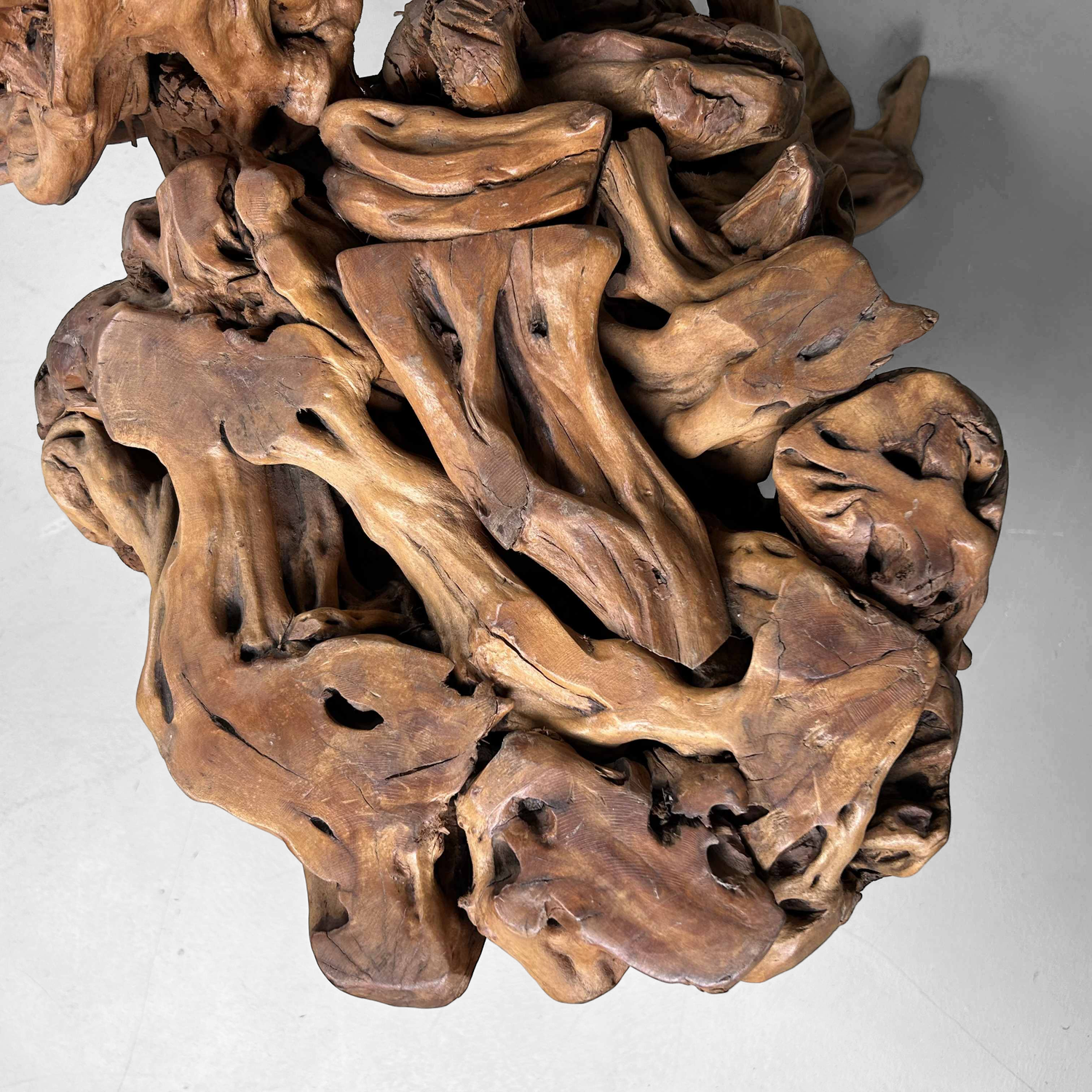 Large Japanese Burl Root Wood Plant Stand, Taisho Era.