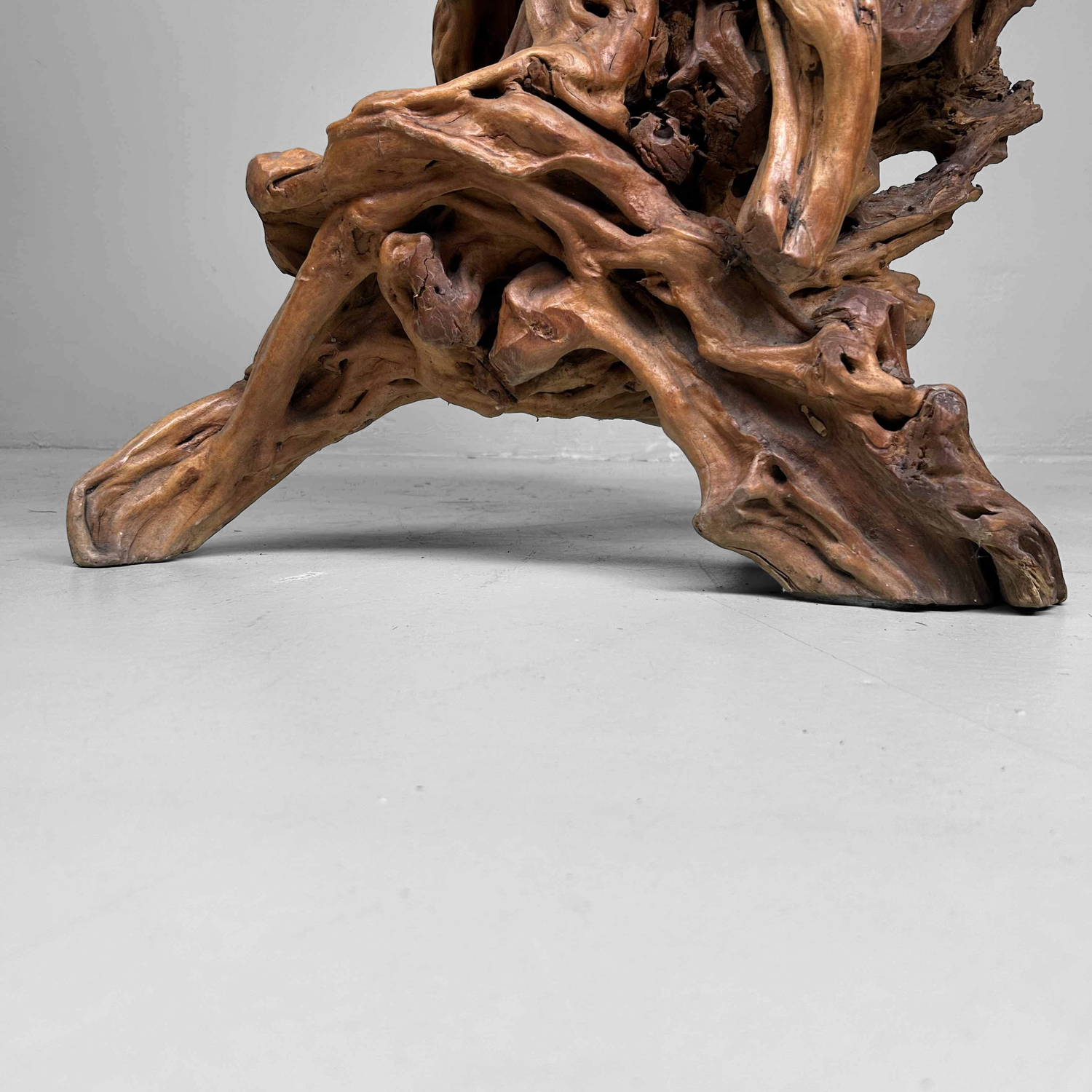 Large Japanese Burl Root Wood Plant Stand, Taisho Era.