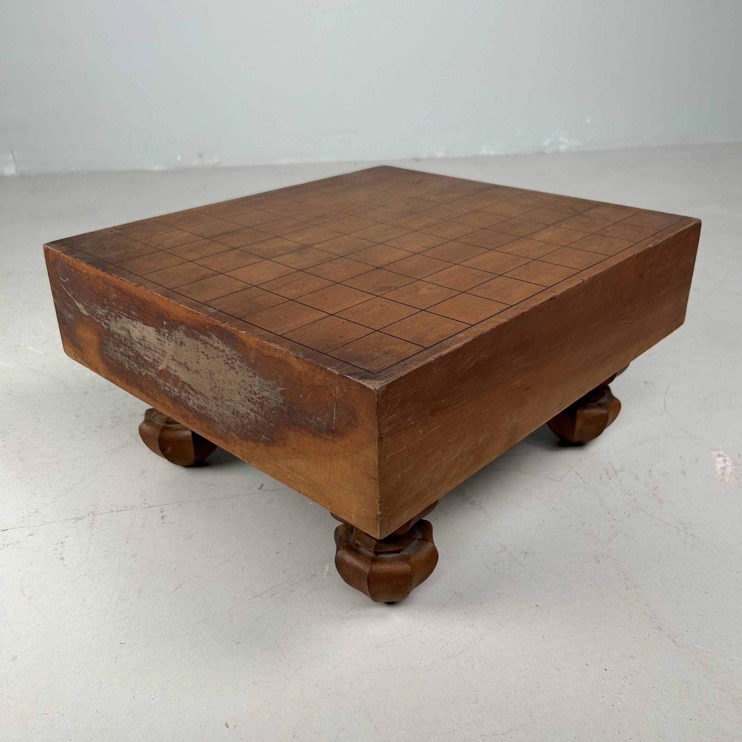 Keyaki Shogi (将棋) Game Board Wooden Display, 1920s, Japan.