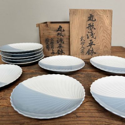 Complete Set Porseleinen Vintage Borden, Shōwa-periode, Hita, Japan.