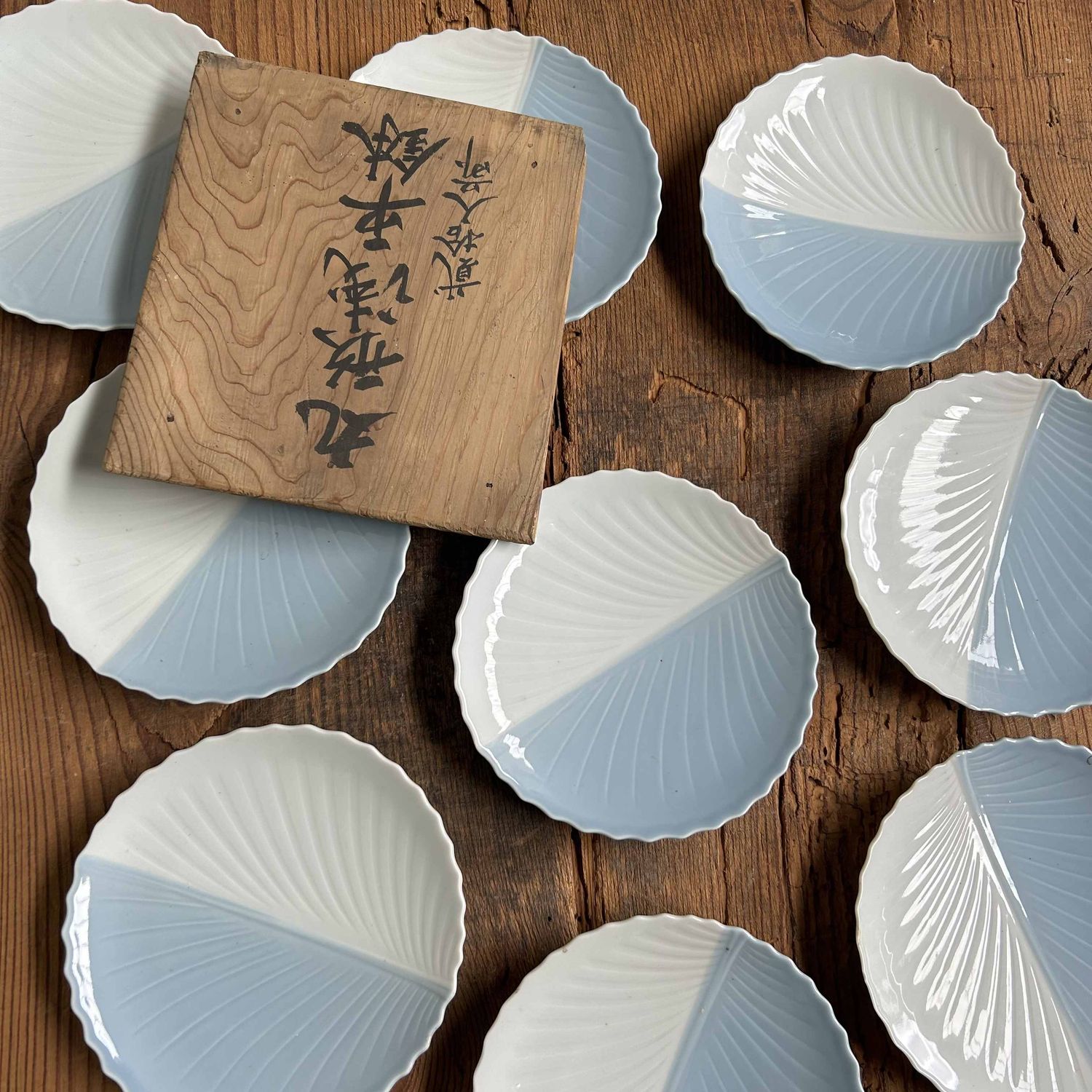 Complete Set of Vintage Porcelain Plates, Shōwa, Hita, Japan.