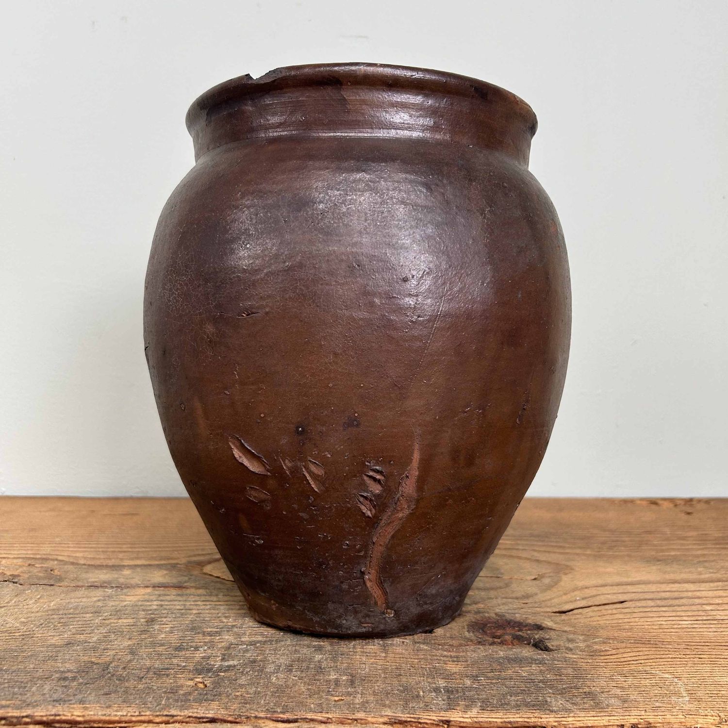 Antieke Japans Aardewerken Tsubo, Kruik Vaas, Meiji-periode, Japan.