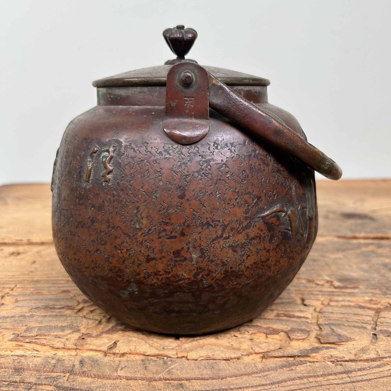 Antique Copper Teapot Tetsubin, Meiji Period, Japan.