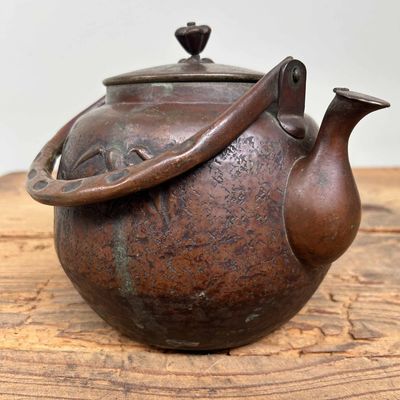 Antique Copper Teapot Tetsubin, Meiji Period, Japan.