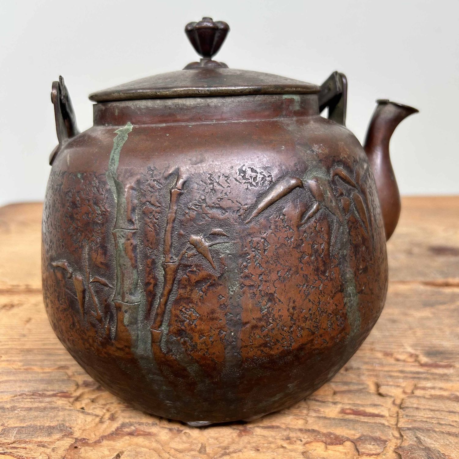 Antique Copper Teapot Tetsubin, Meiji Period, Japan.