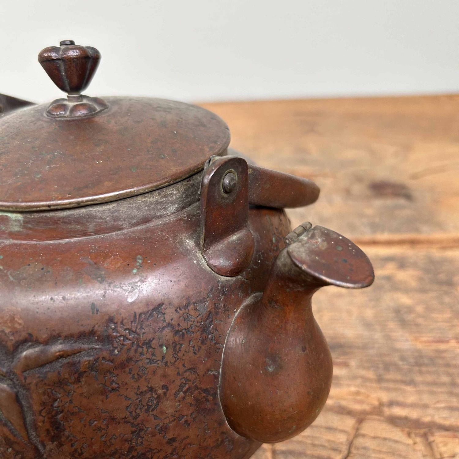 Antique Copper Teapot Tetsubin, Meiji Period, Japan.