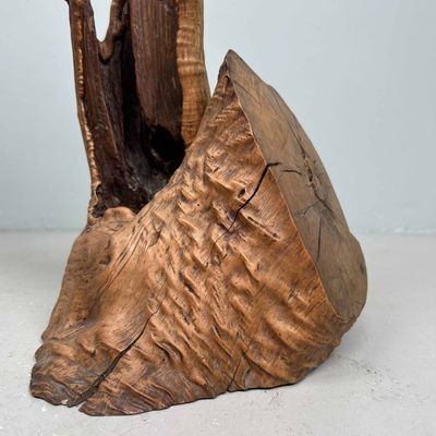 Japanese Burl Wood Ikebana Decoration Tsuge (椿), Taishō Period.
