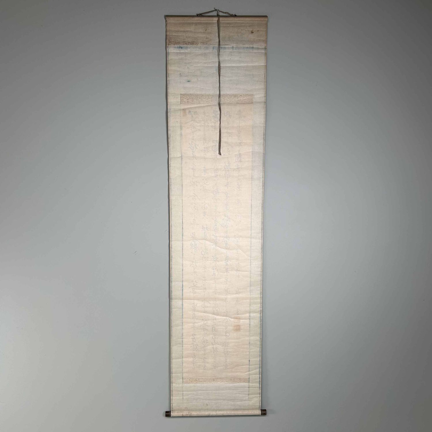 Antieke Japanse Scroll met Handgeschilderde Kalligrafie, Meiji-periode.