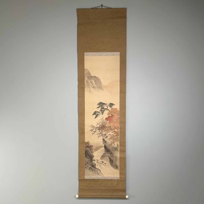 Decorative Scroll, Japanese Mountain Landscape, Taishō Period.