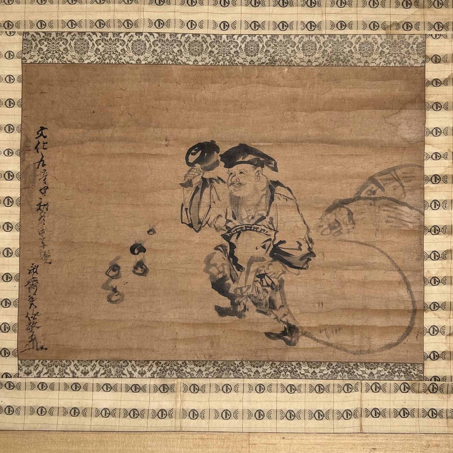Antieke Japanse Kakemono Scroll 'Daikokuten', Meiji-periode.