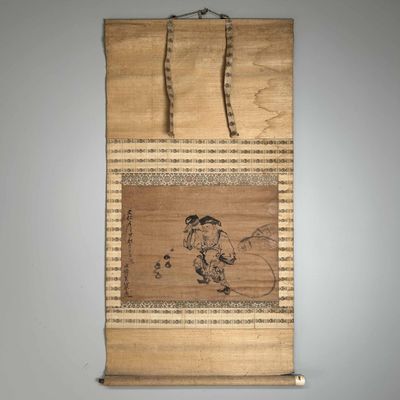 Antique Japanese Kakemono Scroll 'Daikokuten', Meiji period.