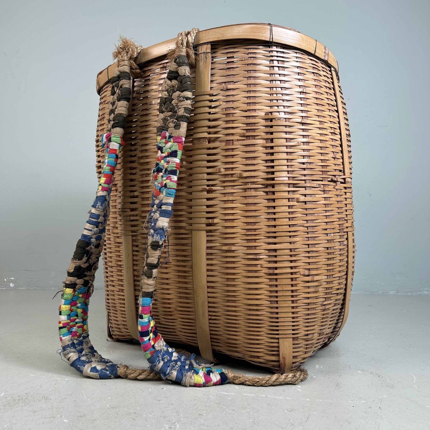 Hand-woven Traditional Bamboo Backpack Basket, Japan.