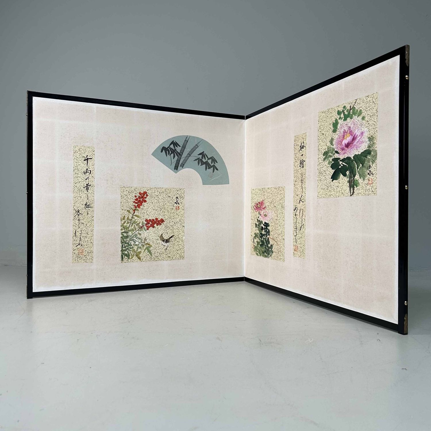 Byōbu 屏風, Decoratief Japans Kamerscherm, Shōwa-periode.