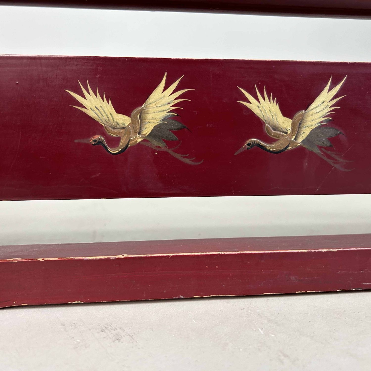 Antique Japanese Lacquered 'Crane' Kimono Hanger Stand (Ikō), Meiji Period.