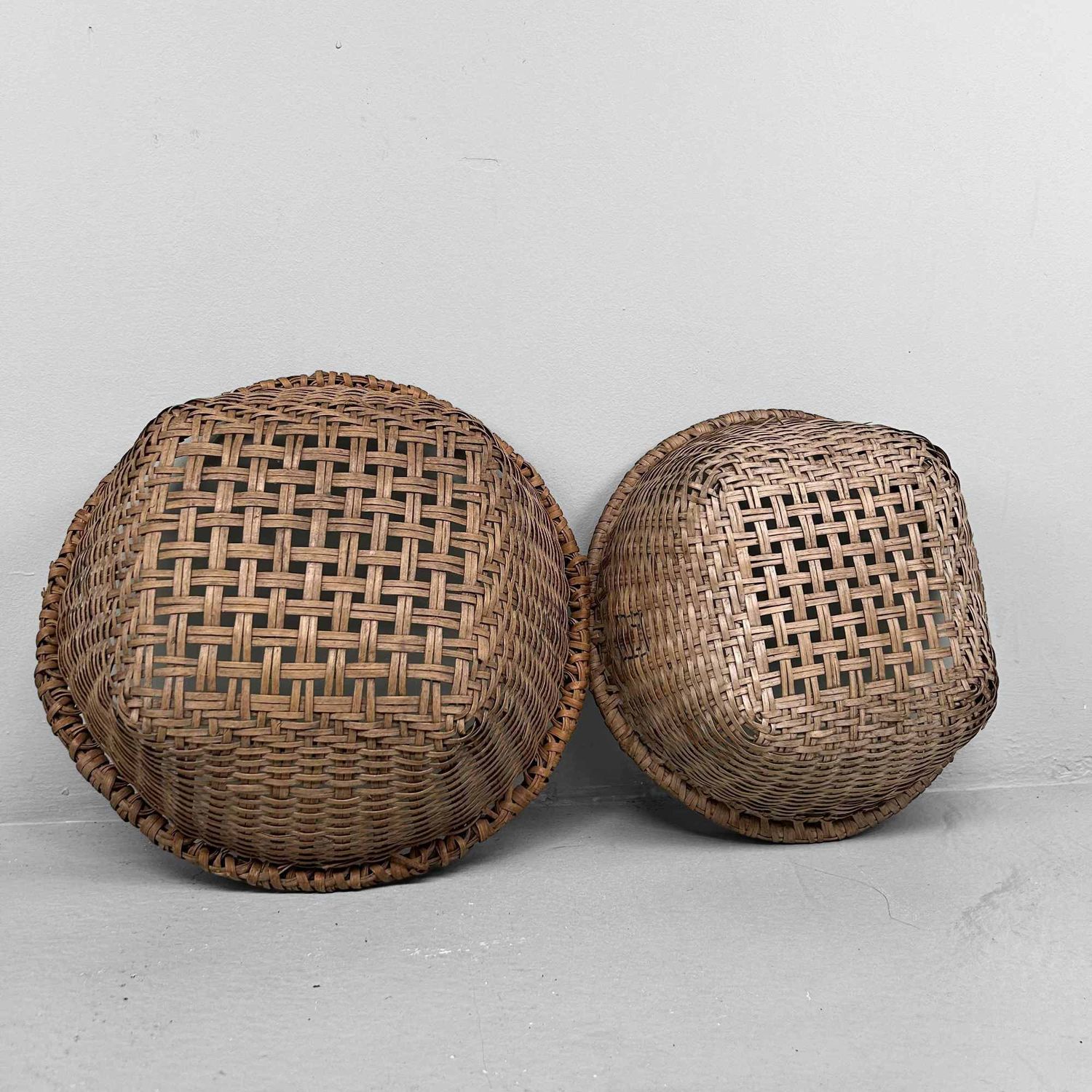 Set of Hand-Woven Wicker Baskets, Taisho Period, Japan.