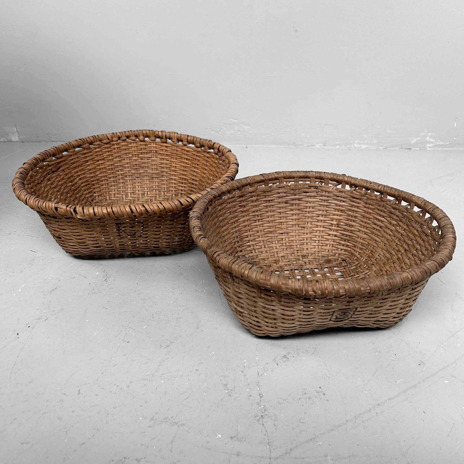 Set of Hand-Woven Wicker Baskets, Taisho Period, Japan.
