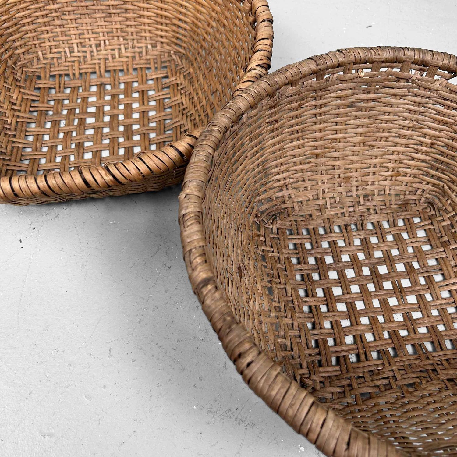 Set of Hand-Woven Wicker Baskets, Taisho Period, Japan.