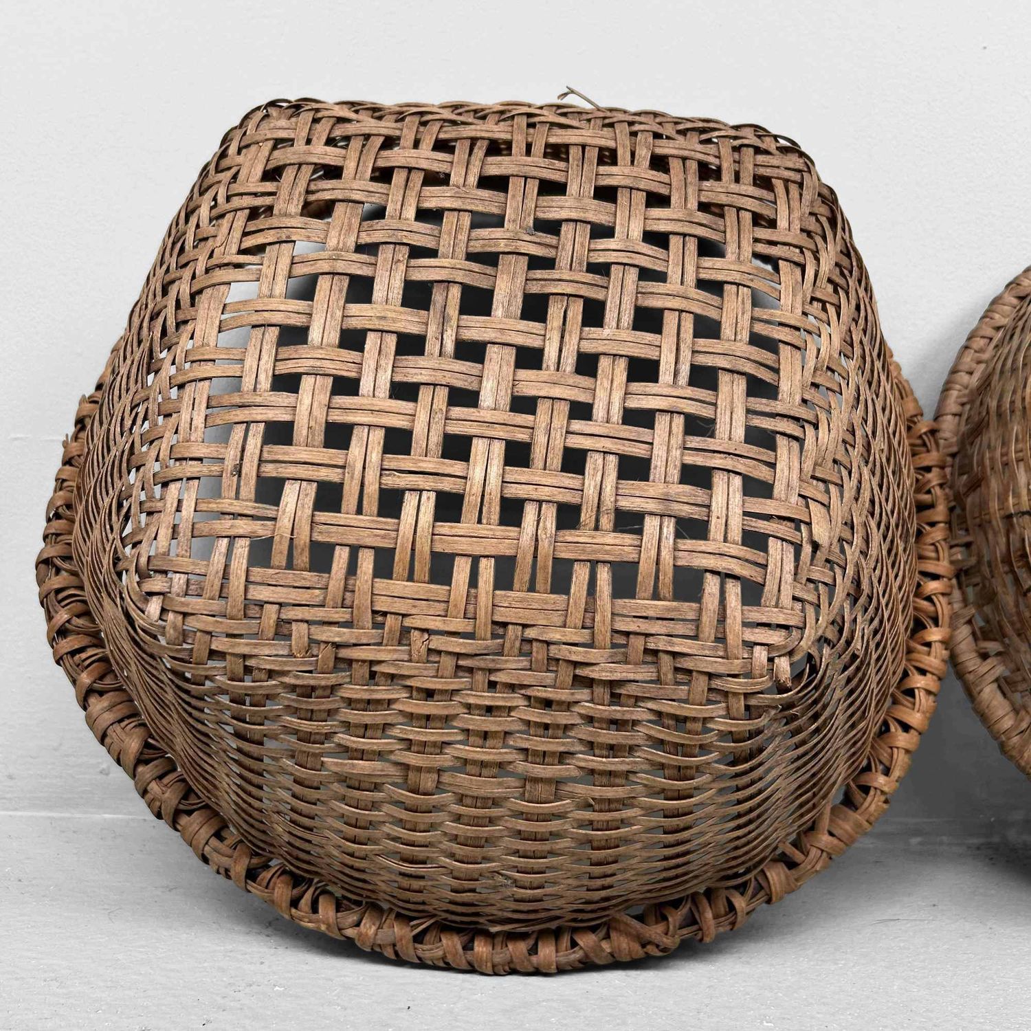 Set of Hand-Woven Wicker Baskets, Taisho Period, Japan.
